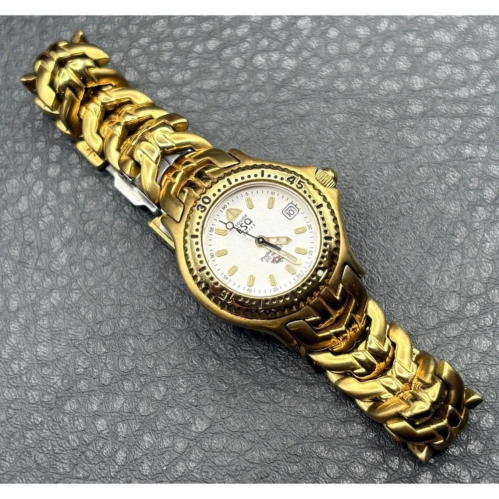 ESQ Esquire Swiss Gold Tone Diver Watch 200M Professional 7